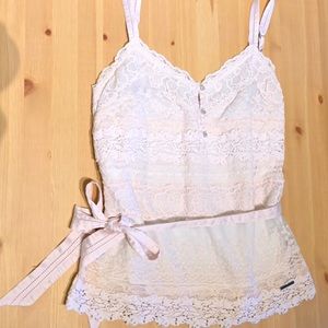 Abercrombie Lace top, blush pink, S